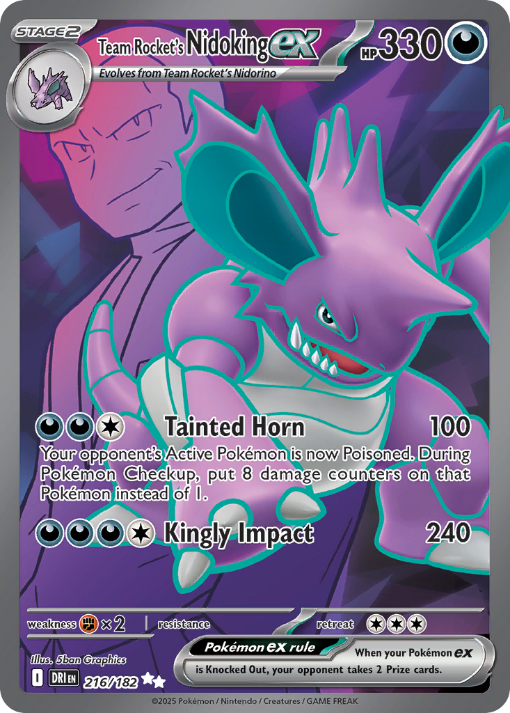 [ENG][NM] Karta Pokemon Team Rocket's Nidoking ex 216/182 - Destined Rivals