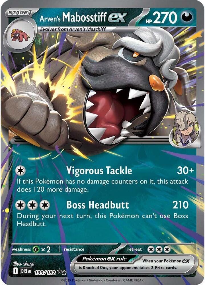 [ENG][NM] Karta Pokemon Arven's Mabosstiff ex 139/182 - Destined Rivals