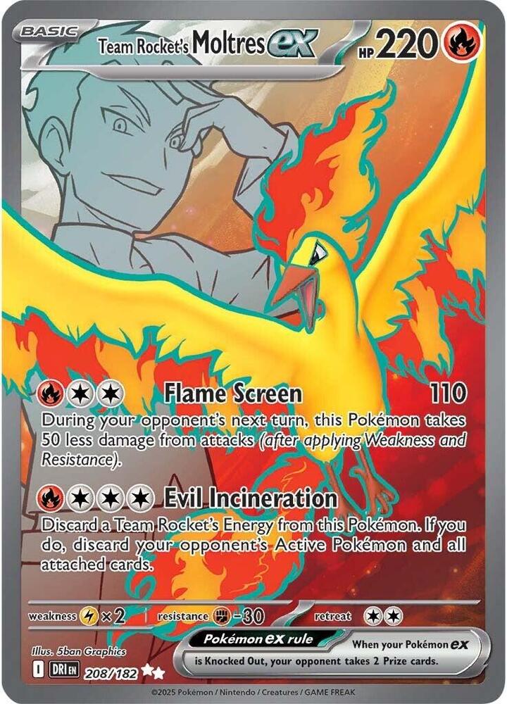 [ENG][NM] Karta Pokemon Team Rocket's Moltres ex 208/182 - Destined Rivals