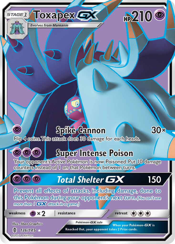 [ENG][NM] Karta Pokemon Toxapex GX 136 - Guardians Rising