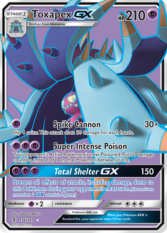 [ENG][NM] Karta Pokemon Toxapex GX 136 - Guardians Rising