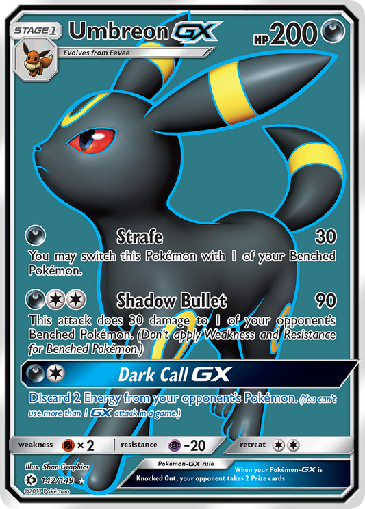 [ENG][NM] Karta Pokemon Umbreon GX 142 - Sun & Moon Base Set