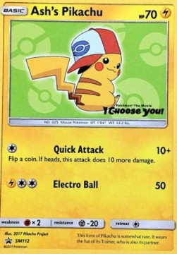 [ENG][NM] Karta Pokemon Ash's Pikachu 112 - SM Black Star Promos