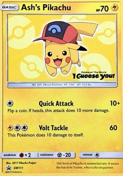 [ENG][NM] Karta Pokemon Ash's Pikachu 111 - SM Black Star Promos
