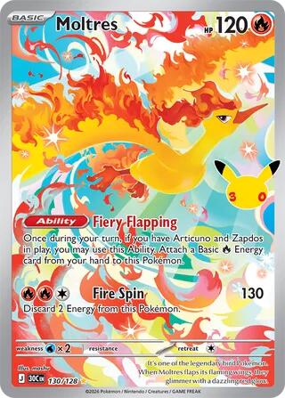 [ENG][NM] Karta Pokemon Moltres 130 - 30th Celebration