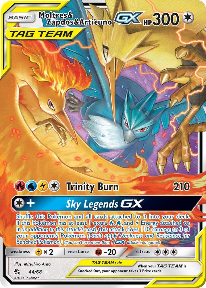 [ENG][NM] Karta Pokemon Moltres & Zapdos & Articuno GX 44 - Hidden Fates