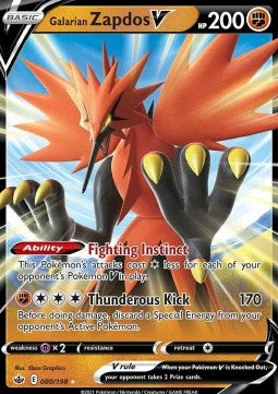 [ENG][NM] Karta Pokemon Galarian Zapdos V 080/198 - Chilling Reign